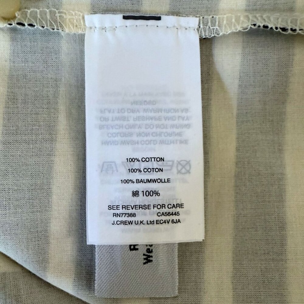 J.Crew Striped Raglan Tie-Back Peasant Blouse Top Black White Women's XL New - Picture 12 of 14
